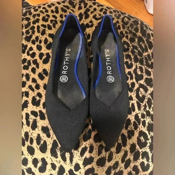 Rothy's Shoes - Rothy's Black Blue Pointed Toe Ballet Flats 7.5